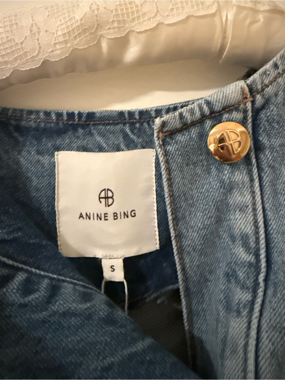 Tuckernuck- Anine Bing Light Blue Denim Jacket with Gold Buttons - Picture 2 of 9